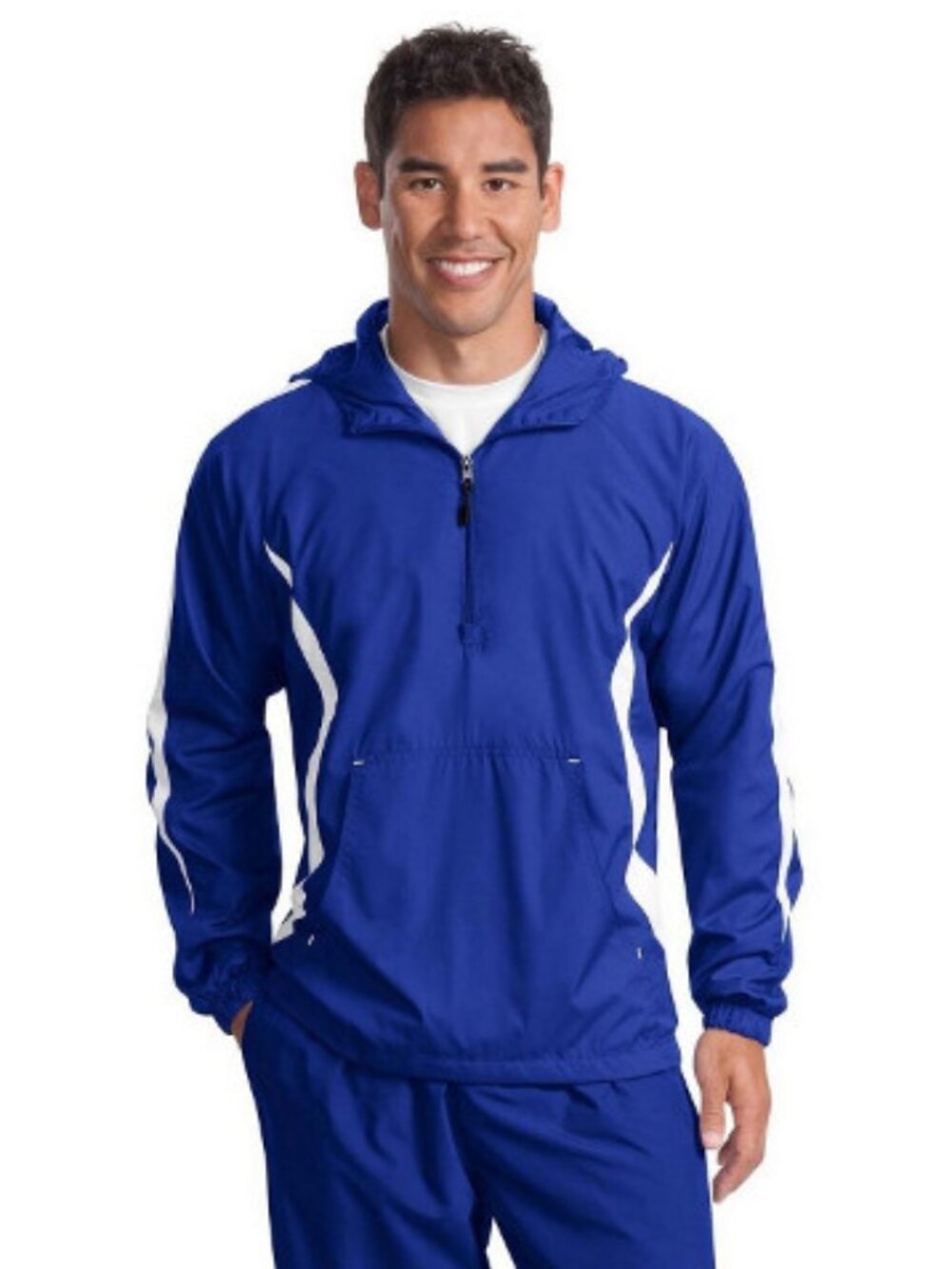 Sport-Tek JST63 Men's Colorblock Raglan Anorak Jacket - True Royal/White